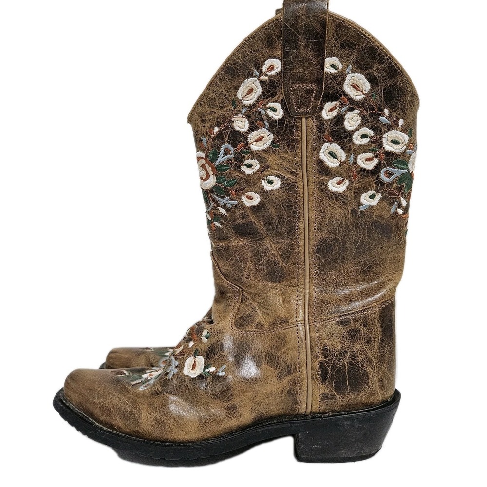 Shyanne Cowboy Boots Womens 4 Brown‎ Floral Embroidered Leather Bohemian Western